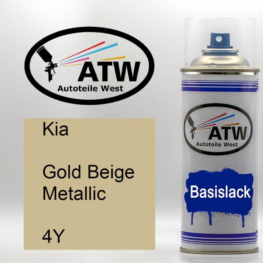 Kia, Gold Beige Metallic, 4Y: 400ml Sprühdose, von ATW Autoteile West.